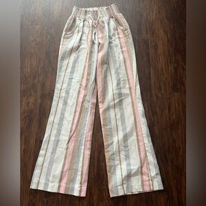 Ci sono linen high rise Striped Wide-Leg Pants beach pants